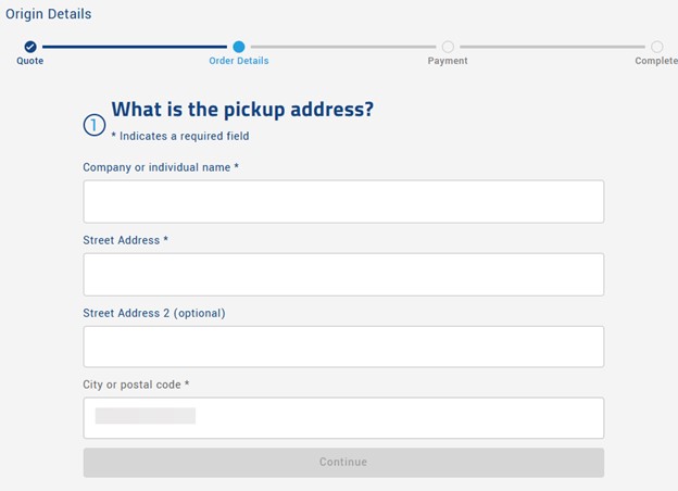 Step 9 book flatbed: Shipment origin details